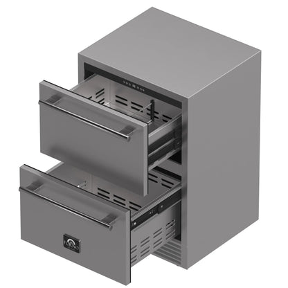 Forno Como 24-Inch Indoor Outdoor Drawer Refrigerator, 4.87 cu.ft, Stainless Steel Interior, Adjustable Shelves, LED Lighting FORNO