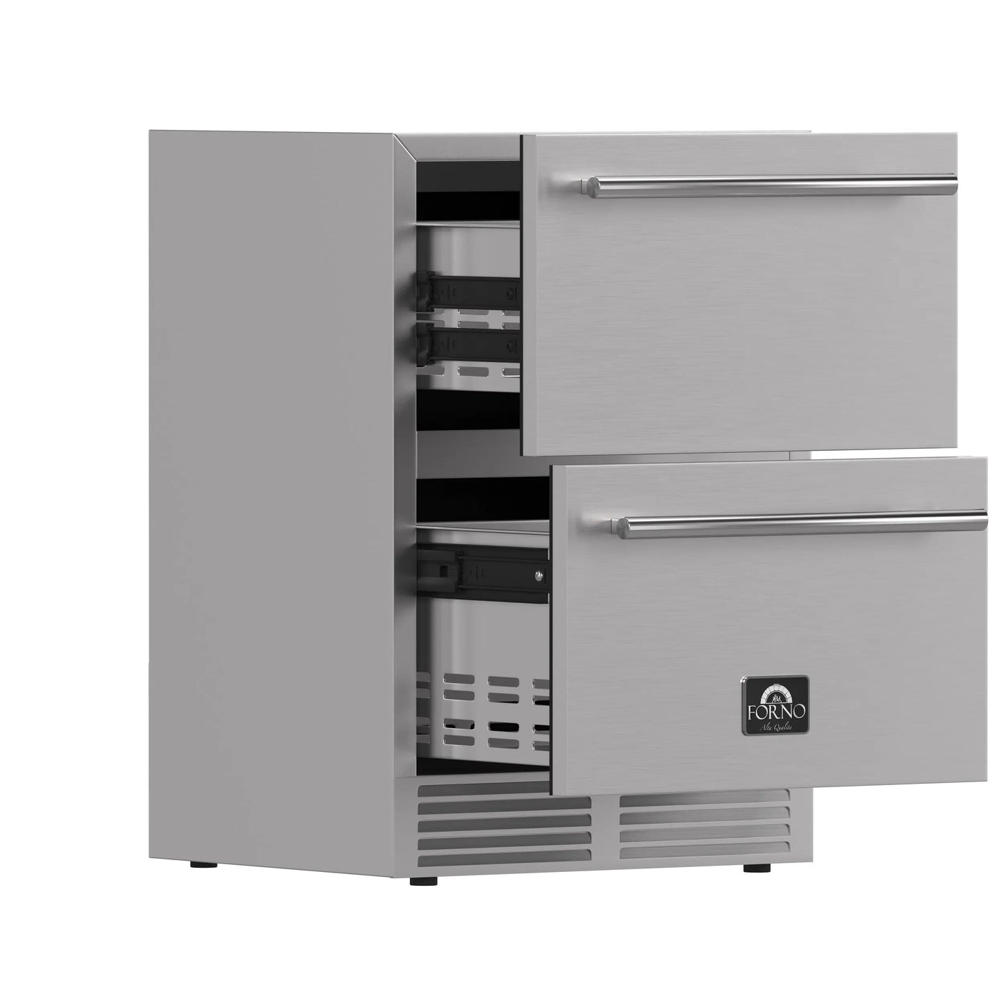 Forno Como 24-Inch Indoor Outdoor Drawer Refrigerator, 4.87 cu.ft, Stainless Steel Interior, Adjustable Shelves, LED Lighting FORNO