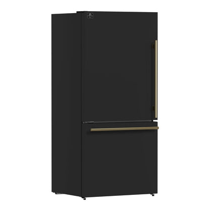 Forno Milano 2-Piece 62-Inch Freestanding Dual Bottom Freezer Refrigerator in Black – 34.4 cu.ft, Touch Control, Ice Maker FORNO
