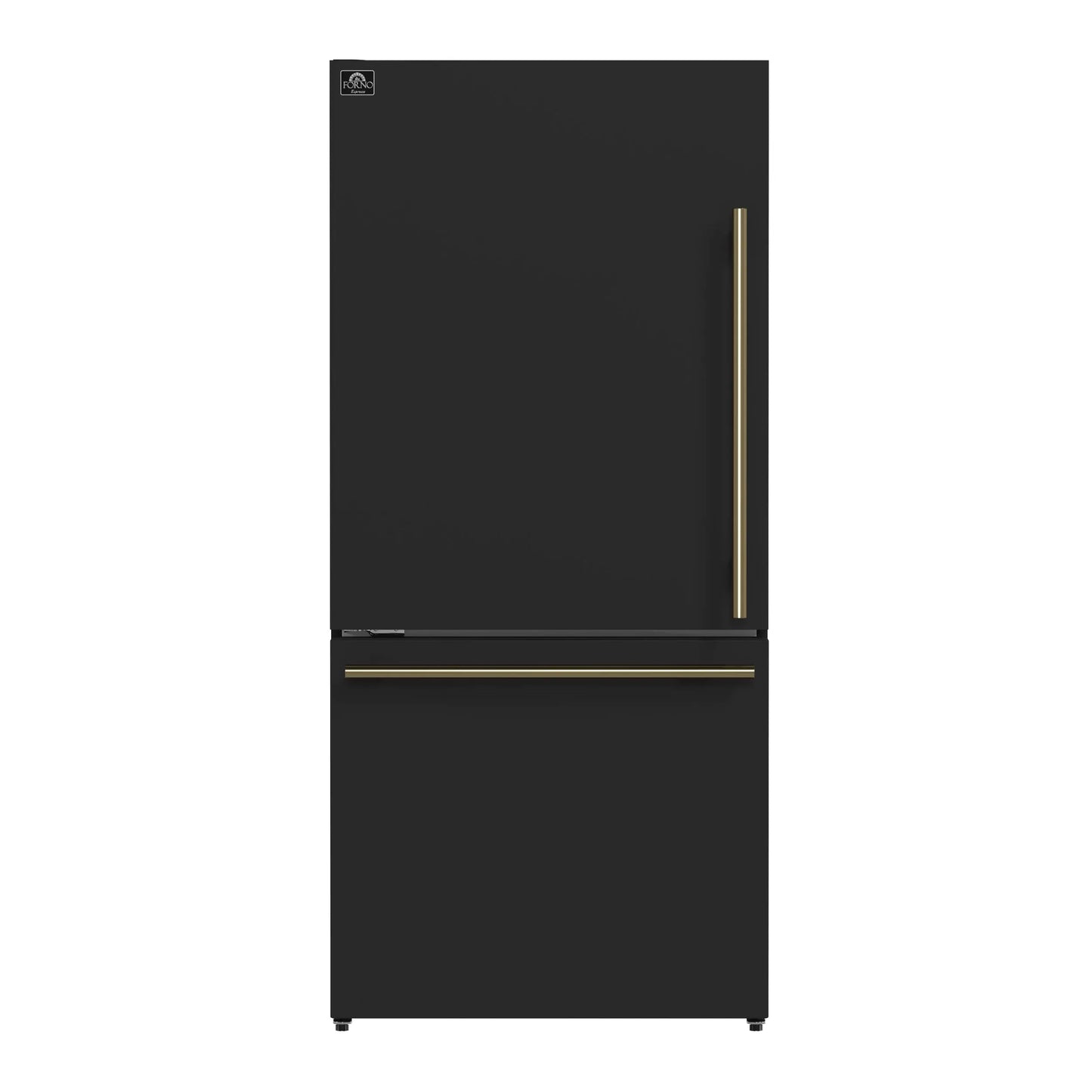 Forno Milano 2-Piece 62-Inch Freestanding Dual Bottom Freezer Refrigerator in Black – 34.4 cu.ft, Touch Control, Ice Maker FORNO