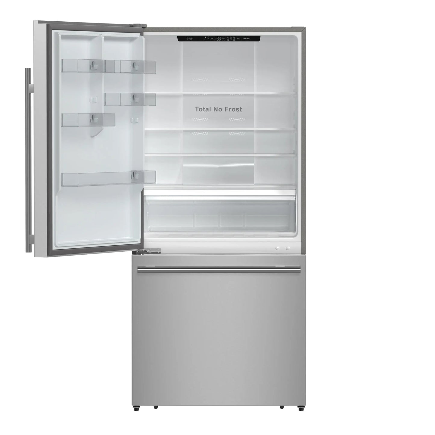 Forno Milano Espresso 31-Inch Stainless Steel Bottom Freezer Refrigerator, 17.2 cu.ft., Built-In Ice Maker, ENERGY STAR FORNO