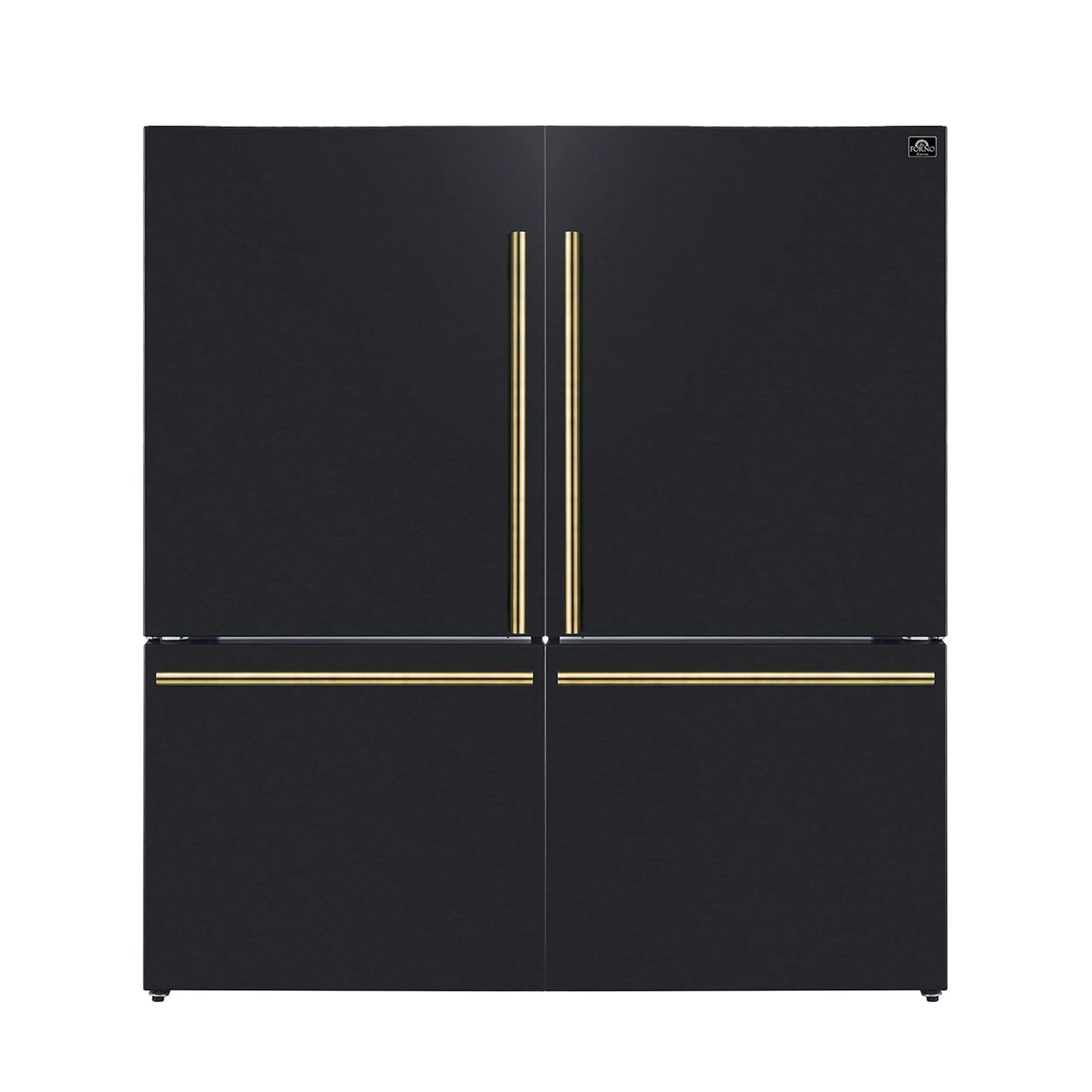 Forno Milano 2-Piece 62-Inch Freestanding Dual Bottom Freezer Refrigerator in Black – 34.4 cu.ft, Touch Control, Ice Maker FORNO