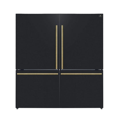 Forno Milano 2-Piece 62-Inch Freestanding Dual Bottom Freezer Refrigerator in Black – 34.4 cu.ft, Touch Control, Ice Maker FORNO