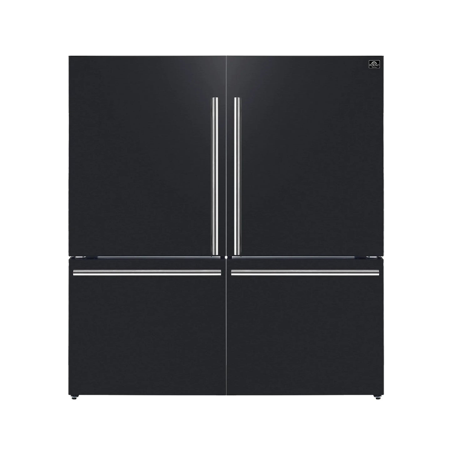 Forno Milano 2-Piece 62-Inch Freestanding Dual Bottom Freezer Refrigerator in Black – 34.4 cu.ft, Touch Control, Ice Maker FORNO