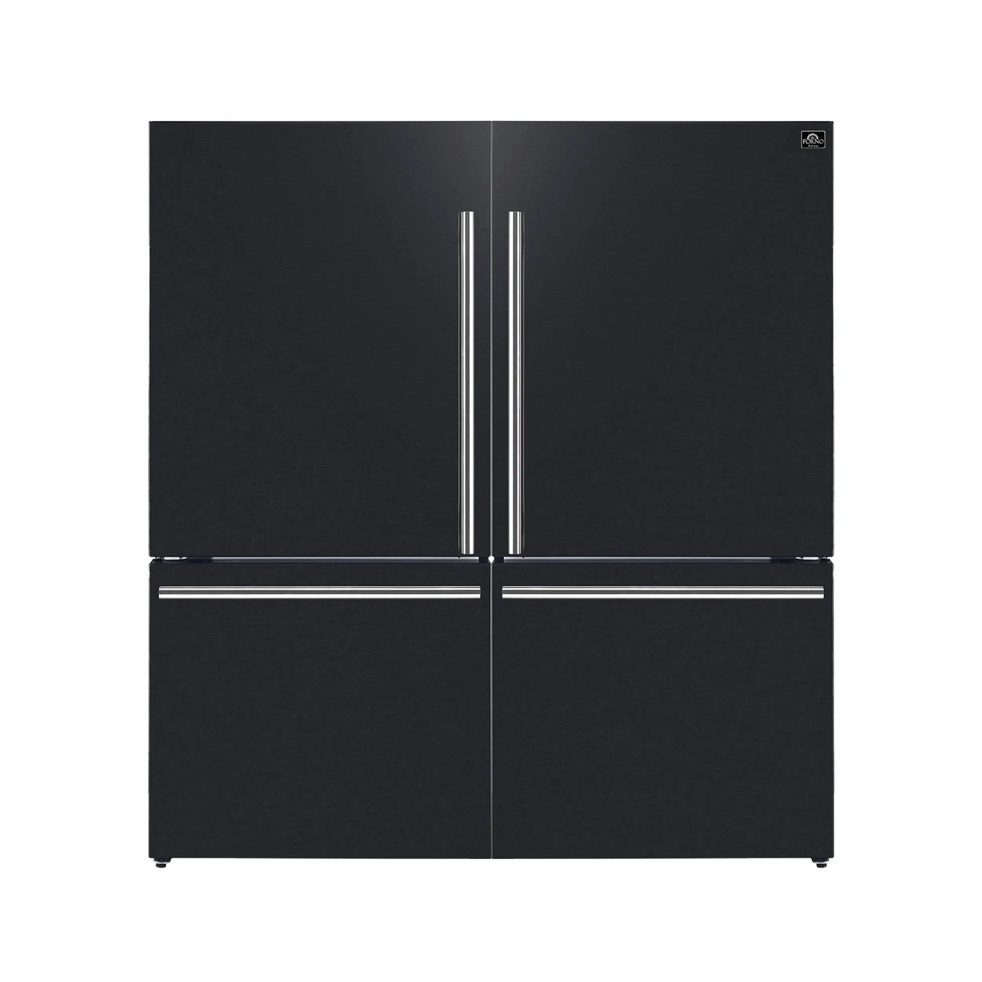 Forno Milano 2-Piece 62-Inch Freestanding Dual Bottom Freezer Refrigerator in Black – 34.4 cu.ft, Touch Control, Ice Maker FORNO