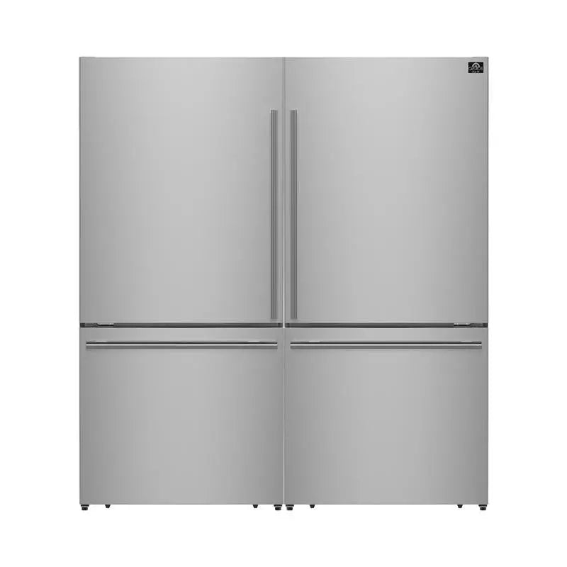 Forno Milano 2-Piece 62-Inch Freestanding Dual Bottom Freezer Refrigerator, Stainless Steel – 34.4 cu.ft, Touch Control, Ice Maker FORNO
