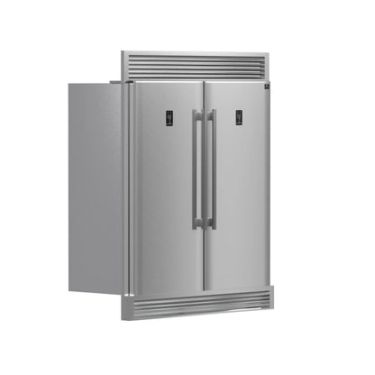 FORNO Premium 3-Piece Kitchen Bundle - FORNO Galiano 48" Freestanding Dual Fuel Range, FORNO Rizzuto 60" W. Dual Combo Convertible Refrigerator, FORNO 48" Wall Mount Range Hood - FBDL-017-02US Forno vendors US