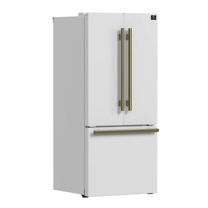 Forno Gallipoli Espresso 30-Inch White French Door Refrigerator, Bottom Freezer, 17.5 Cu. Ft., No Frost, Ice Maker FORNO