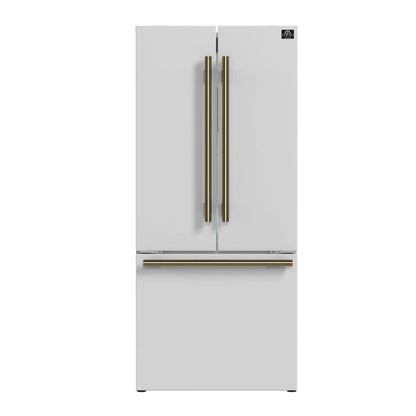Forno Gallipoli Espresso 30-Inch White French Door Refrigerator, Bottom Freezer, 17.5 Cu. Ft., No Frost, Ice Maker FORNO