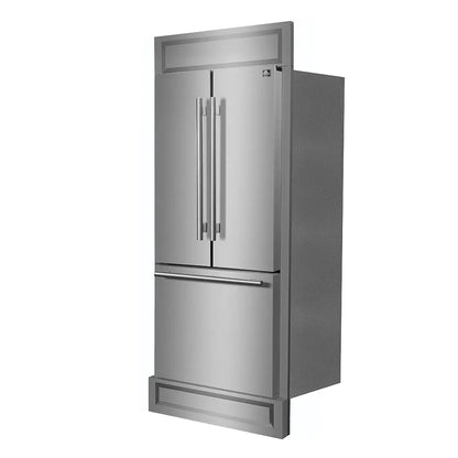 Forno Gallipoli 30-Inch French Door Refrigerator, 17.5 cu.ft Capacity, Modern Decorative Grill, 34-Inch Width, Stainless Steel FORNO