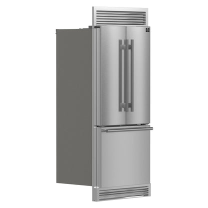 Forno Gallipoli 30-Inch French Door Refrigerator, 17.5 cu.ft Capacity, Decorative Grill, 34-Inch Width, Stainless Steel FORNO