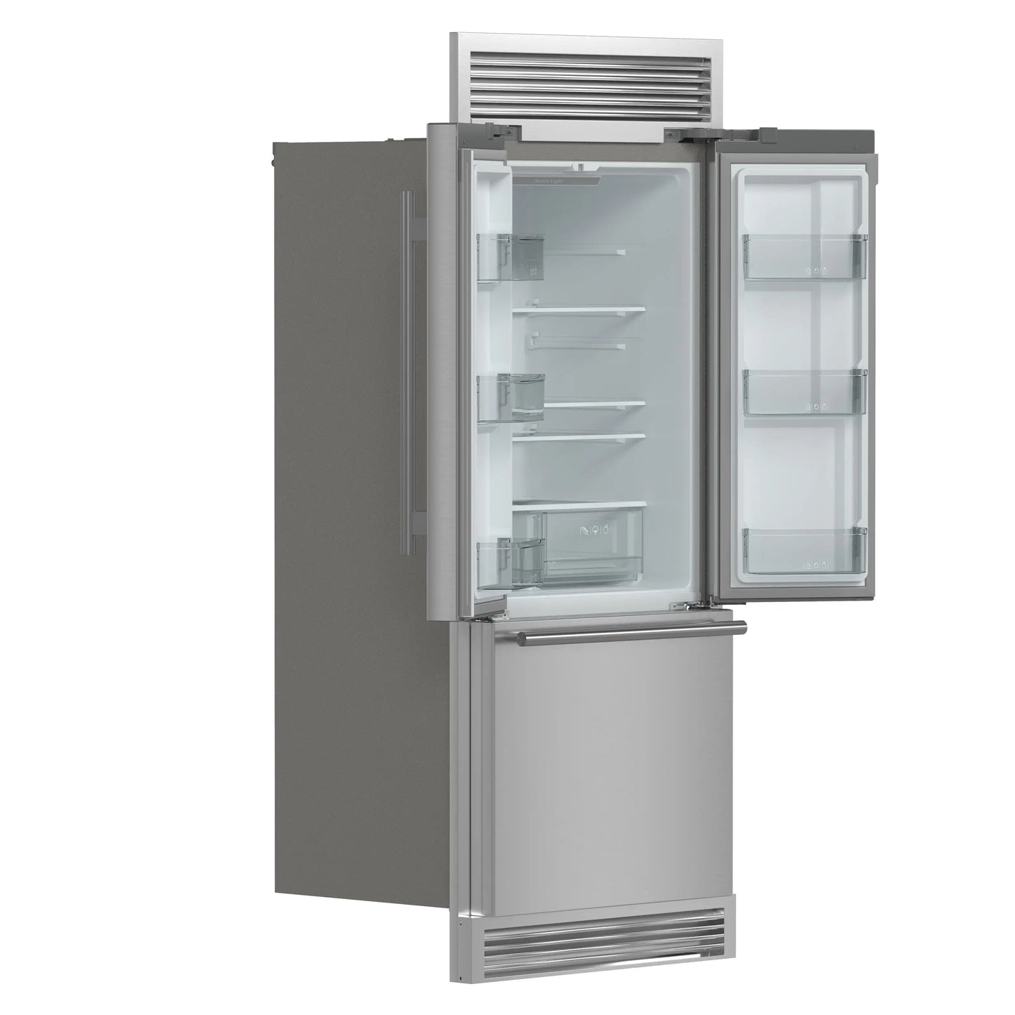 Forno Gallipoli 30-Inch French Door Refrigerator, 17.5 cu.ft Capacity, Decorative Grill, 34-Inch Width, Stainless Steel FORNO