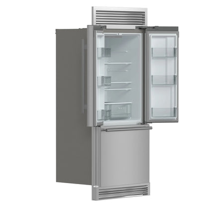 Forno Gallipoli 30-Inch French Door Refrigerator, 17.5 cu.ft Capacity, Decorative Grill, 34-Inch Width, Stainless Steel FORNO
