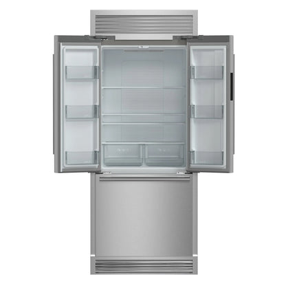 Forno Gallipoli 30-Inch French Door Refrigerator, 17.5 cu.ft Capacity, Decorative Grill, 34-Inch Width, Stainless Steel FORNO