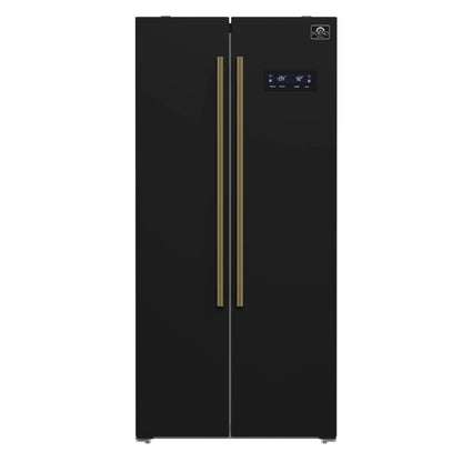 Forno Salerno Espresso 33-Inch Black Side-by-Side Refrigerator, 15.6 Cu. Ft., Energy-Efficient, No Frost, Modern Design FORNO