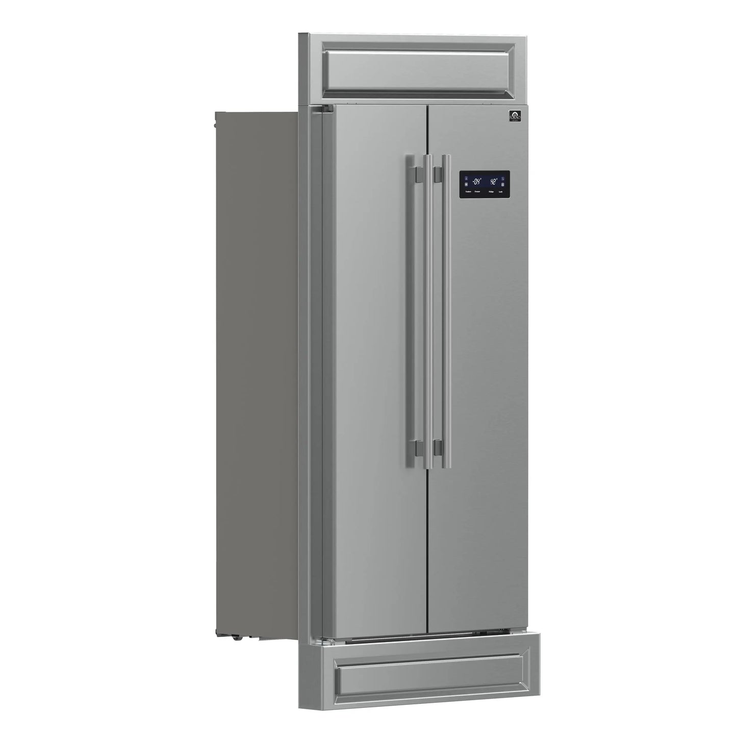 Forno Salerno 37-Inch Built-In Stainless Steel Refrigerator, 15.6 cu.ft, Modern Decorative Grill, ENERGY STAR Certified FORNO