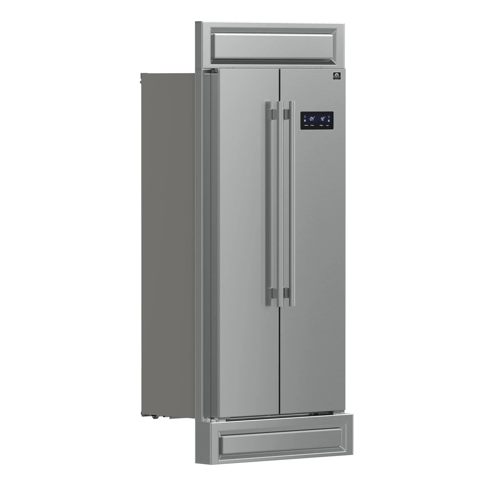 Forno Salerno 37-Inch Built-In Stainless Steel Refrigerator, 15.6 cu.ft, Modern Decorative Grill, ENERGY STAR Certified FORNO
