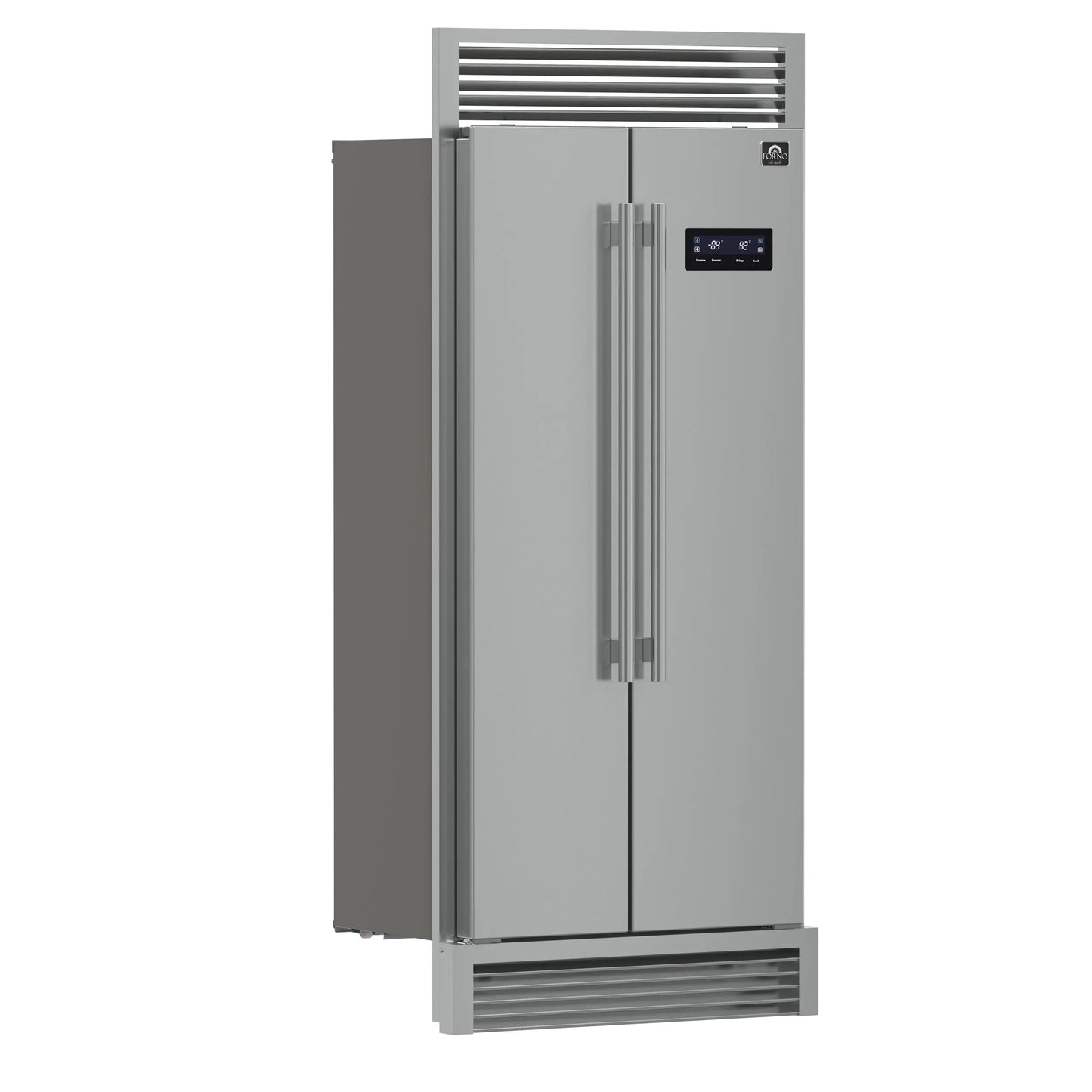 Forno Salerno 37-Inch Built-In Stainless Steel Refrigerator, 15.6 cu.ft, Decorative Grill, ENERGY STAR Certified FORNO