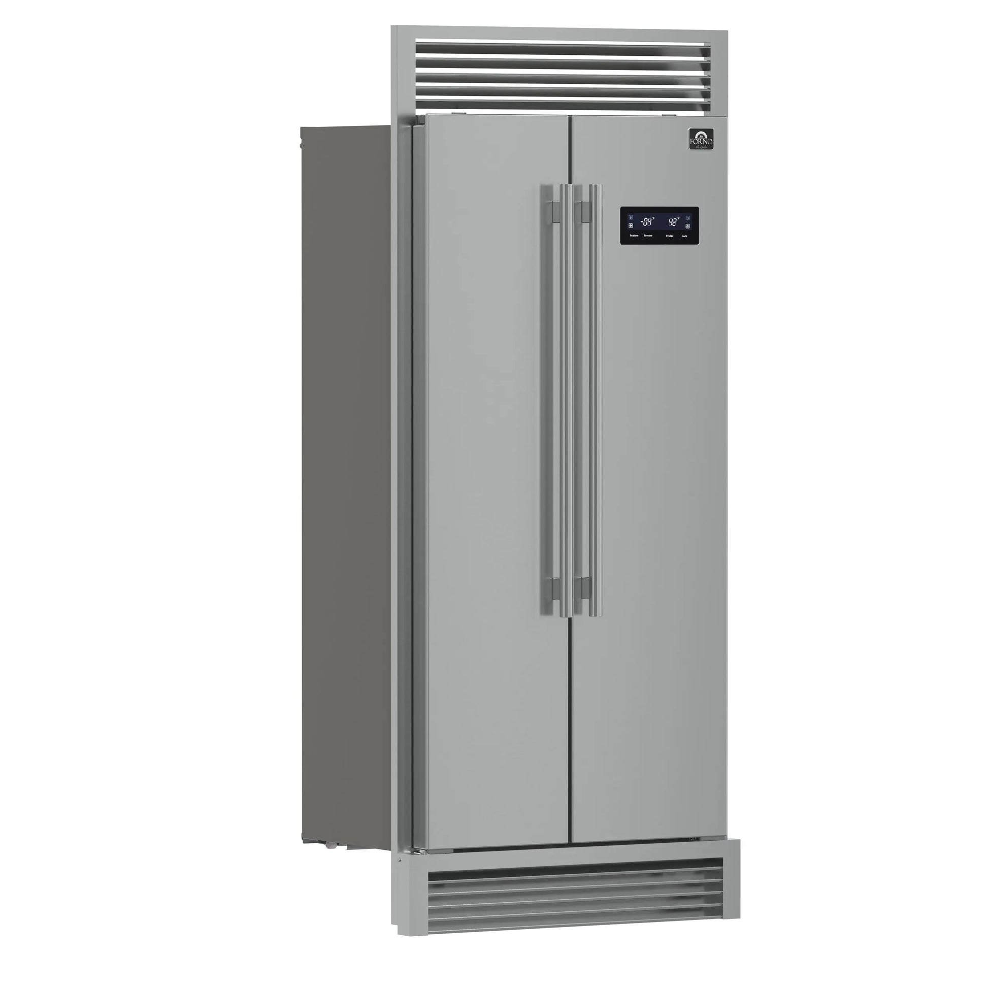 Forno Salerno 37-Inch Built-In Stainless Steel Refrigerator, 15.6 cu.ft, Decorative Grill, ENERGY STAR Certified FORNO