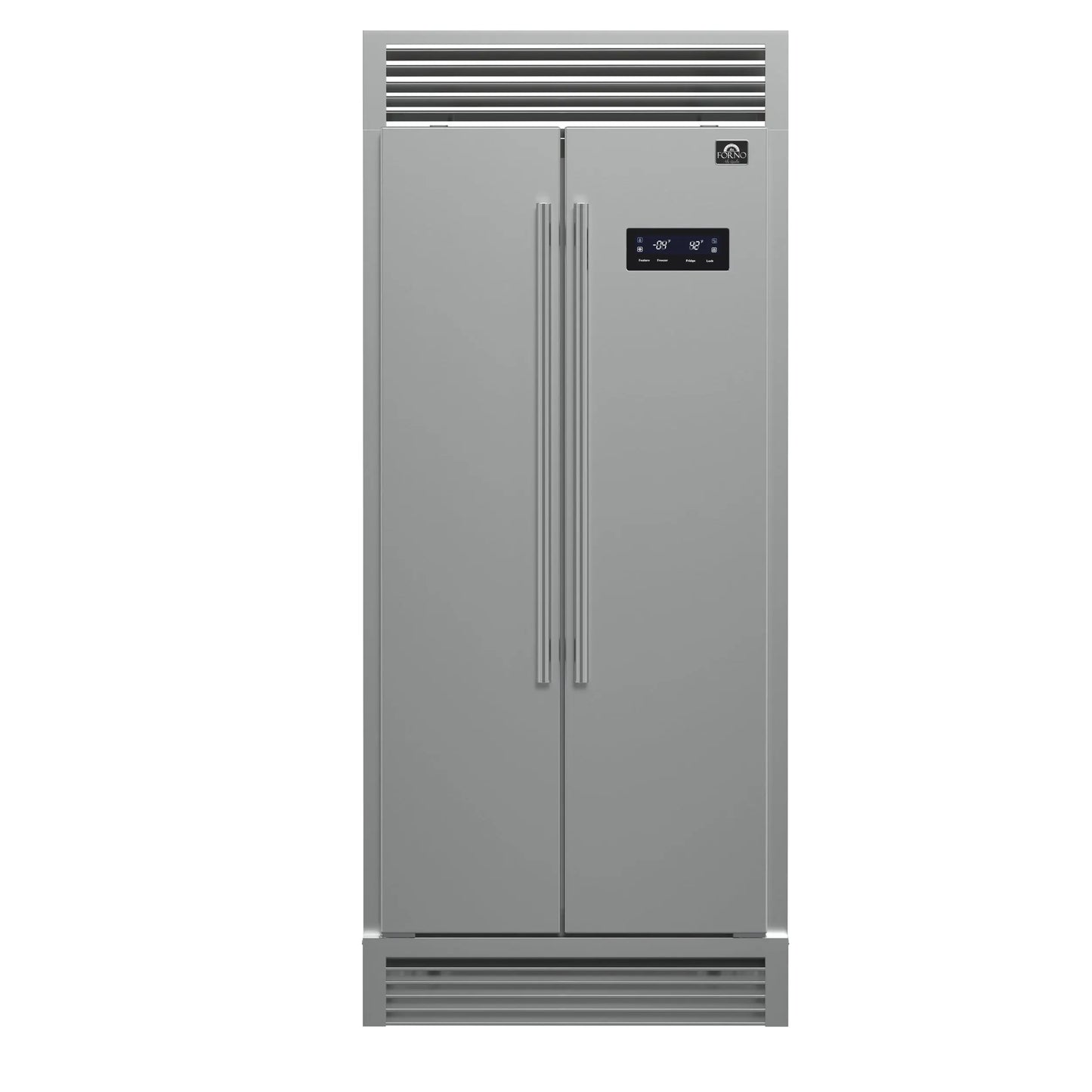 Forno Salerno 37-Inch Built-In Stainless Steel Refrigerator, 15.6 cu.ft, Decorative Grill, ENERGY STAR Certified FORNO
