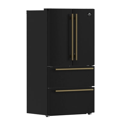 Forno Moena Espresso 36-Inch Black French Door Refrigerator, 19.2 Cu. Ft., Frost-Free, Automatic Ice Maker, ENERGY STAR Certified FORNO
