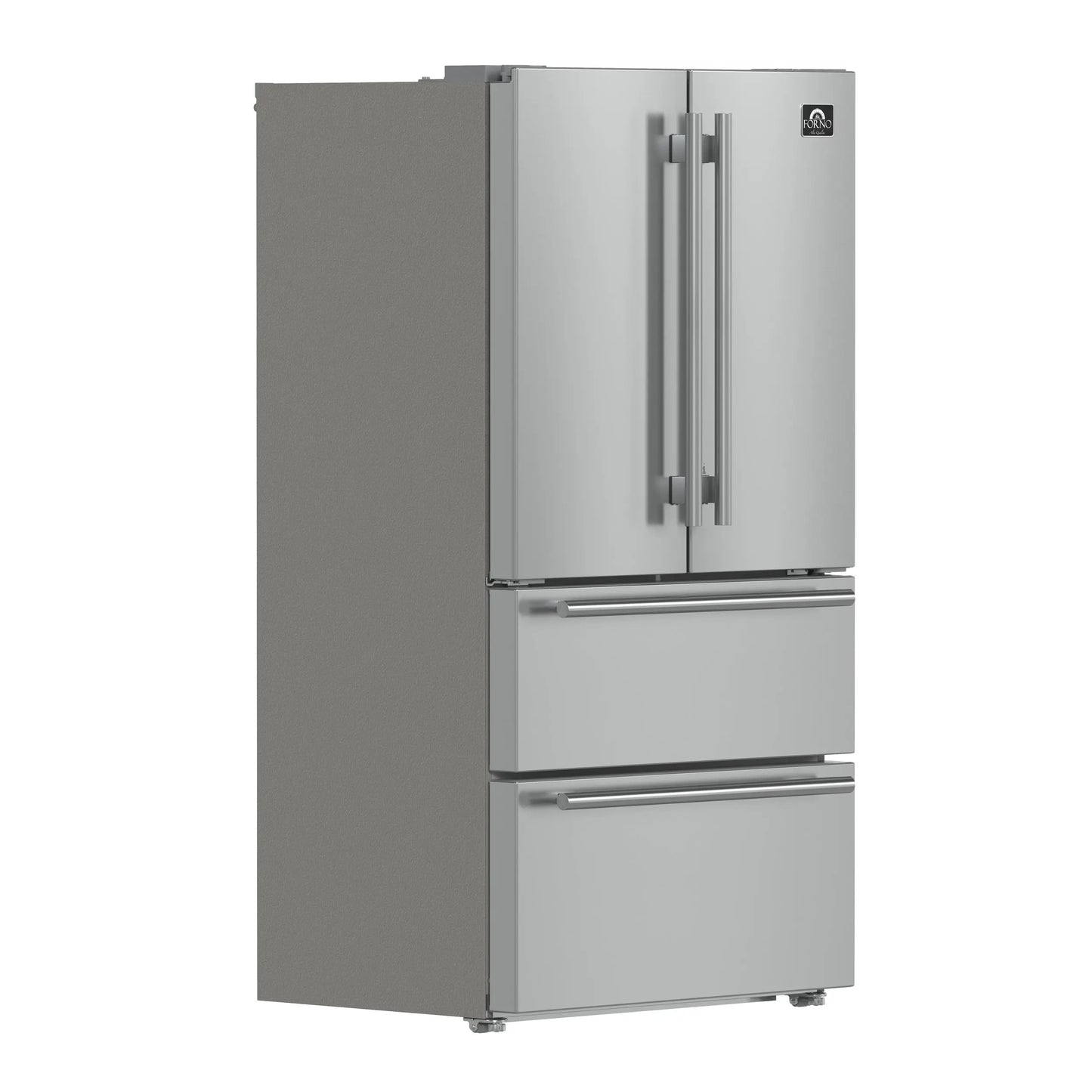 Forno Moena 36-Inch French Door Refrigerator, 19.2 cu.ft, Counter Depth, Ice Maker, Stainless Steel Interior Panel, ENERGY STAR Certified FORNO