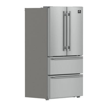 Forno Moena 36-Inch French Door Refrigerator, 19.2 cu.ft, Counter Depth, Ice Maker, Stainless Steel Interior Panel, ENERGY STAR Certified FORNO