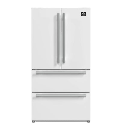 Forno Moena Espresso 36-Inch White French Door Refrigerator, 19.2 Cu. Ft., Frost-Free, Automatic Ice Maker, ENERGY STAR Certified FORNO
