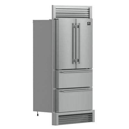 Forno Moena 40-Inch French Door Refrigerator, Stainless Steel, 19.2 cu.ft, Decorative Grill, ENERGY STAR Certified FORNO