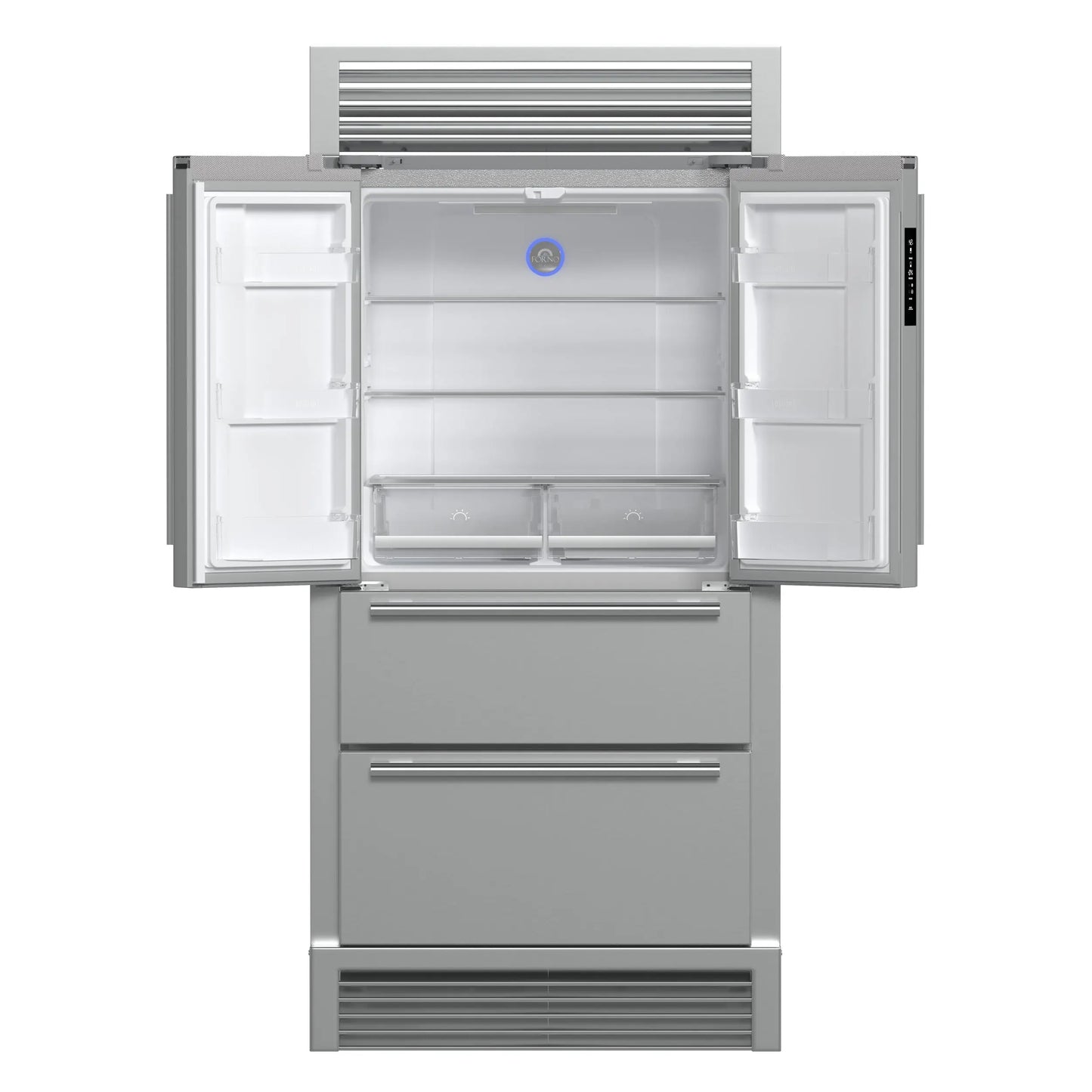 Forno Moena 40-Inch French Door Refrigerator, Stainless Steel, 19.2 cu.ft, Decorative Grill, ENERGY STAR Certified FORNO