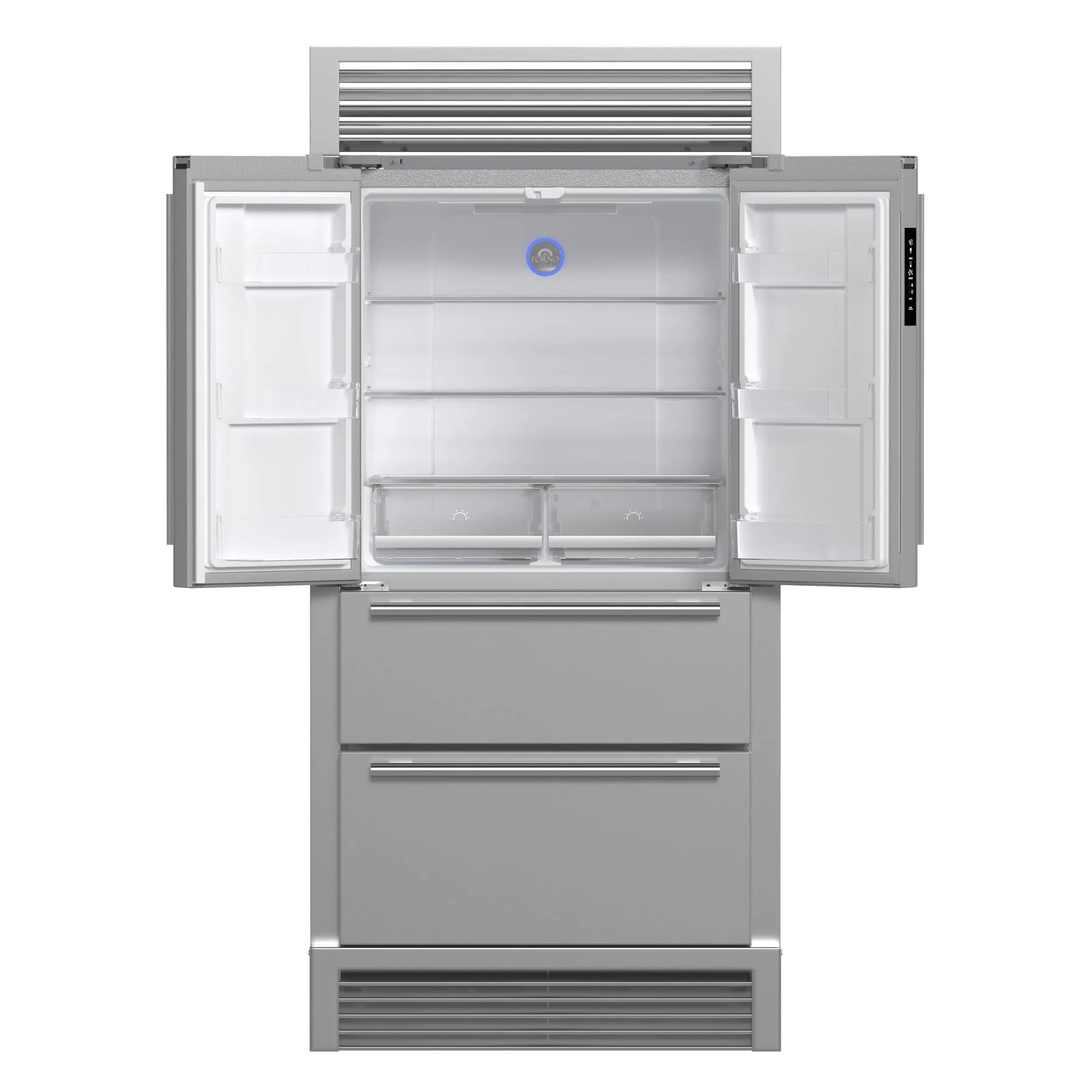 Forno Moena 40-Inch French Door Refrigerator, Stainless Steel, 19.2 cu.ft, Decorative Grill, ENERGY STAR Certified FORNO