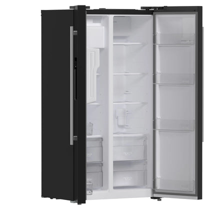 Forno Salerno Espresso 36-Inch Black Side-by-Side Refrigerator, 20 Cu. Ft., Frost-Free, Ice & Water Dispenser, ENERGY STAR Certified FORNO