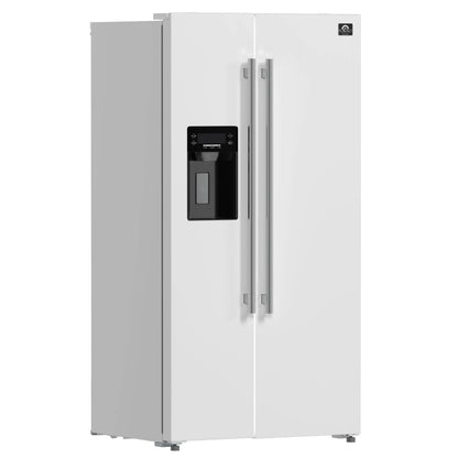 Forno Salerno Espresso 36-Inch White Side-by-Side Refrigerator, 20 Cu. Ft., Frost-Free, Ice & Water Dispenser, ENERGY STAR Certified FORNO