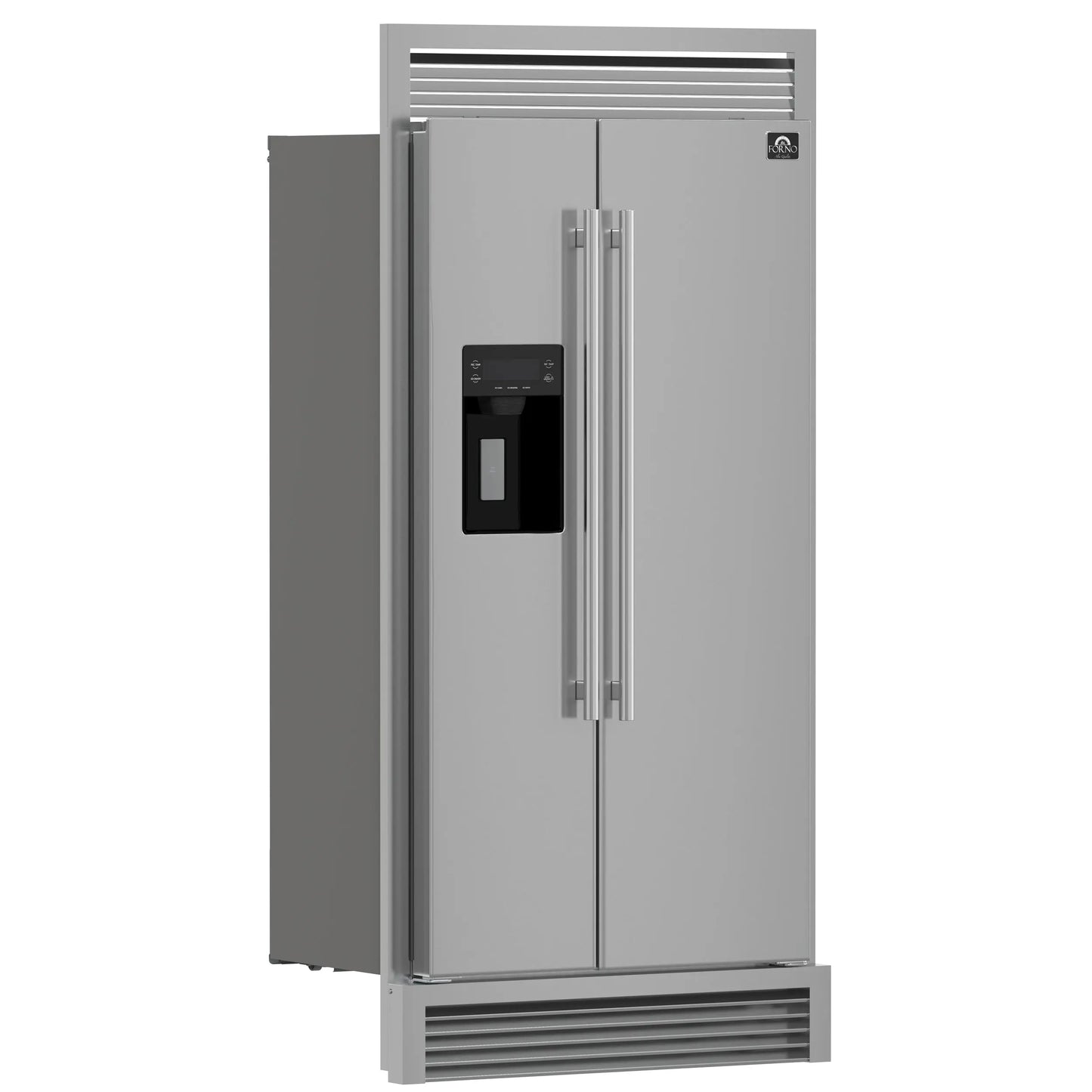 Forno Salerno 40-Inch Built-In Stainless Steel Refrigerator, 20 cu.ft, Decorative Grill, ENERGY STAR Certified FORNO