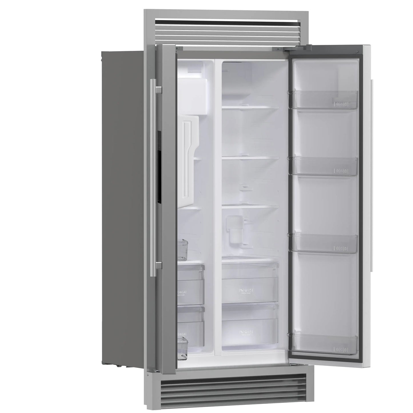 Forno Salerno 40-Inch Built-In Stainless Steel Refrigerator, 20 cu.ft, Decorative Grill, ENERGY STAR Certified FORNO
