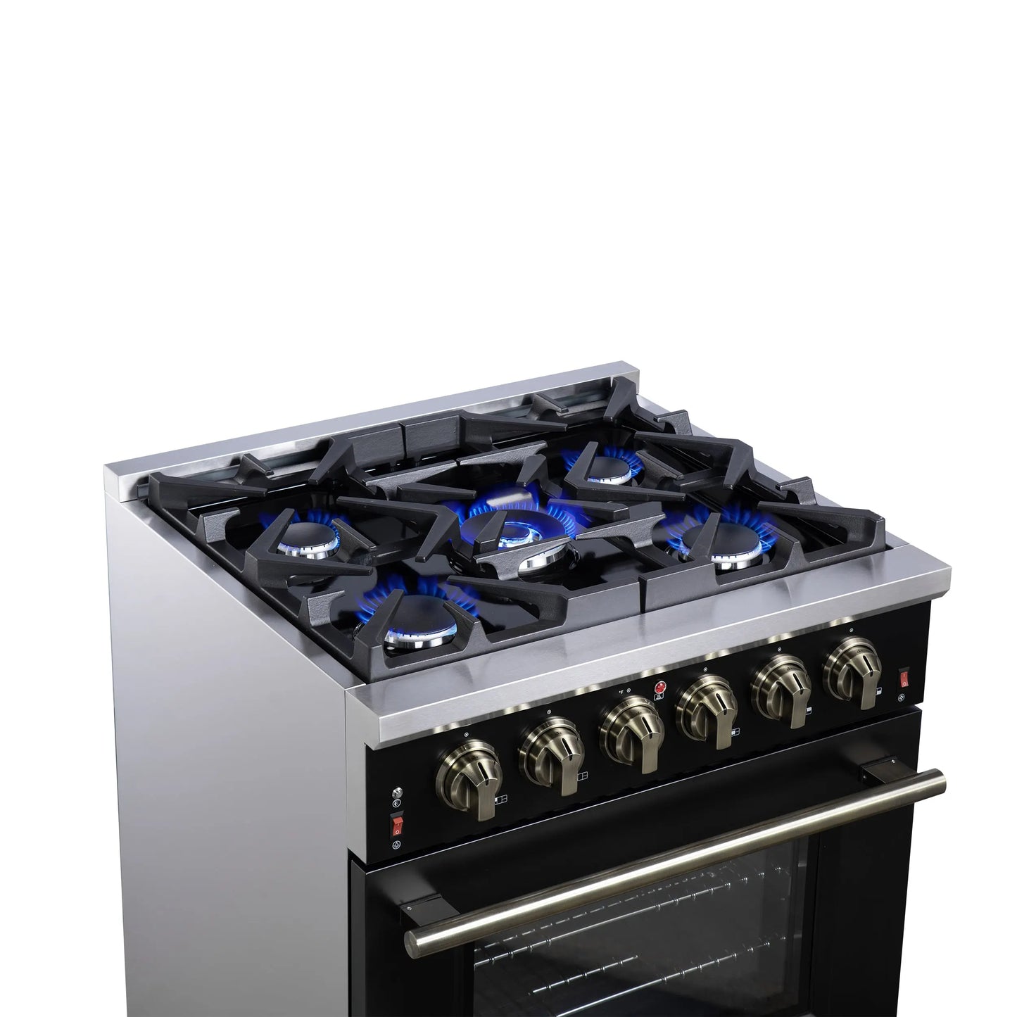 Forno Massimo 30-Inch Black Freestanding Gas Range, 5 Burners, True Convection Oven FORNO