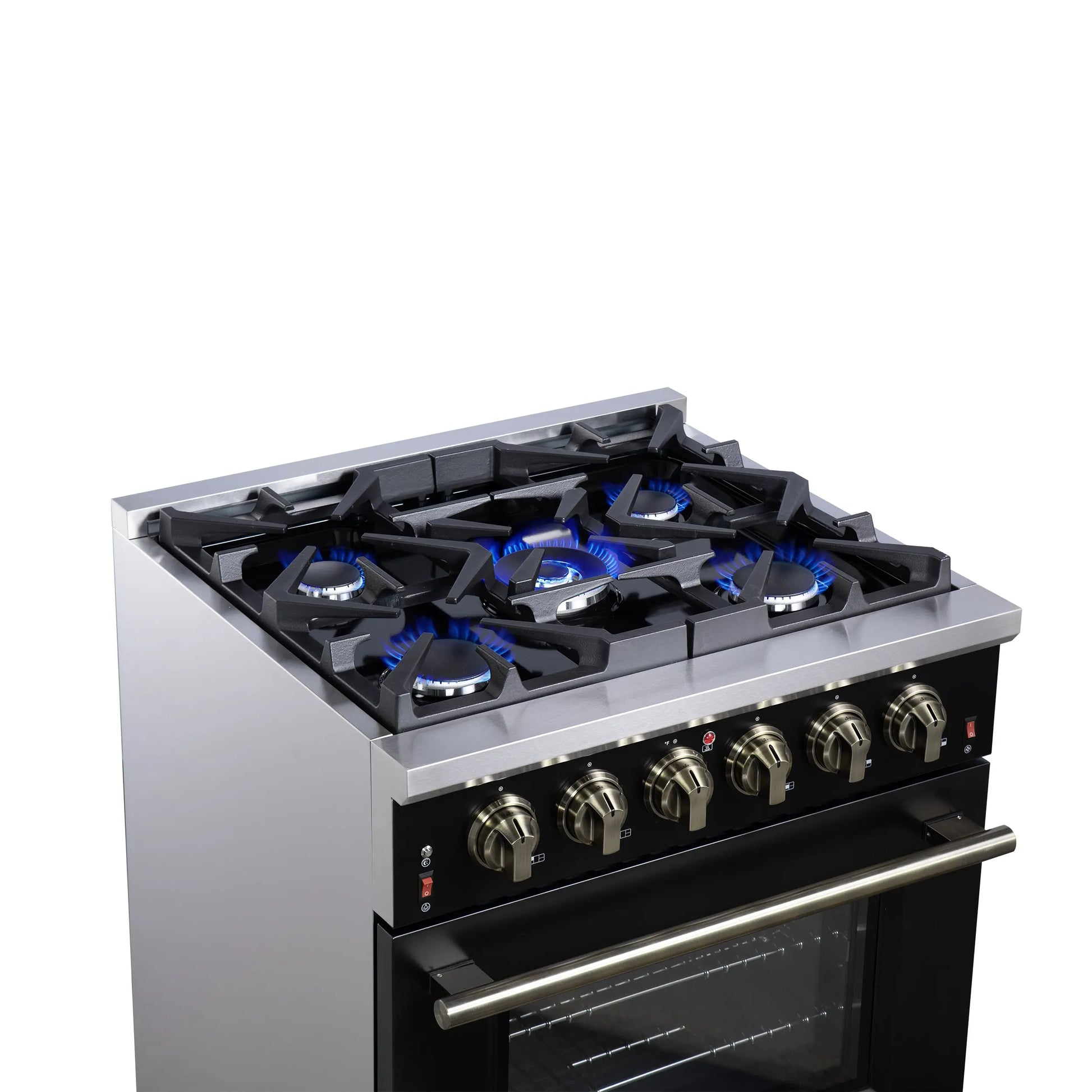 Forno Massimo 30-Inch Black Freestanding Gas Range, 5 Burners, True Convection Oven FORNO