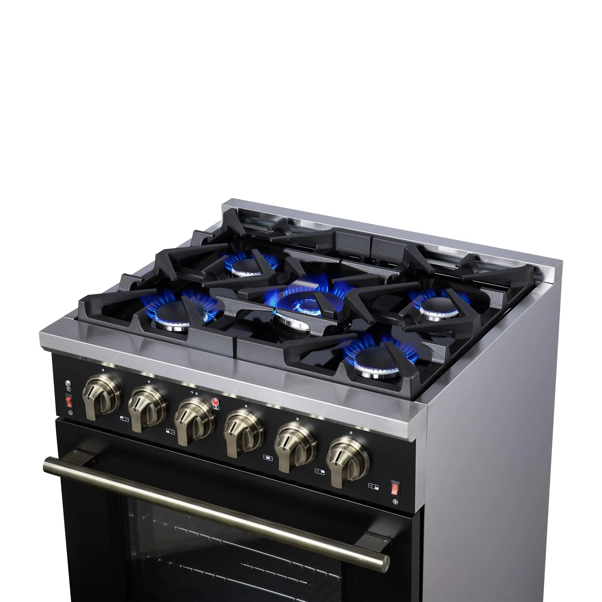 Forno Massimo 30-Inch Black Freestanding Gas Range, 5 Burners, True Convection Oven FORNO