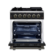 Forno Massimo 30-Inch Black Freestanding Gas Range, 5 Burners, True Convection Oven FORNO