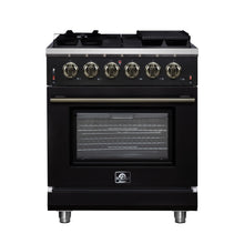Forno Massimo 30-Inch Black Freestanding Gas Range, 5 Burners, True Convection Oven FORNO