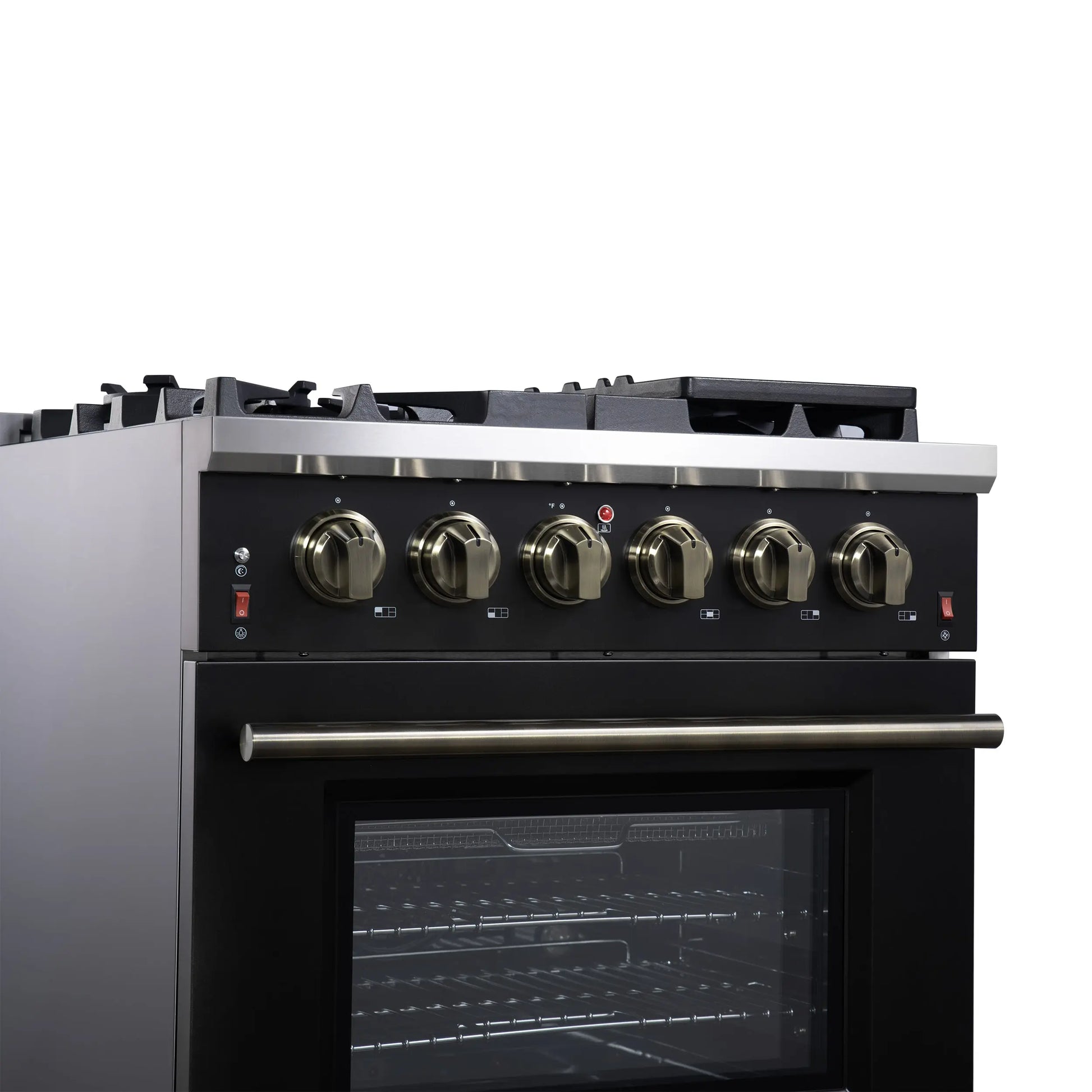Forno Massimo 30-Inch Black Freestanding Gas Range, 5 Burners, True Convection Oven FORNO