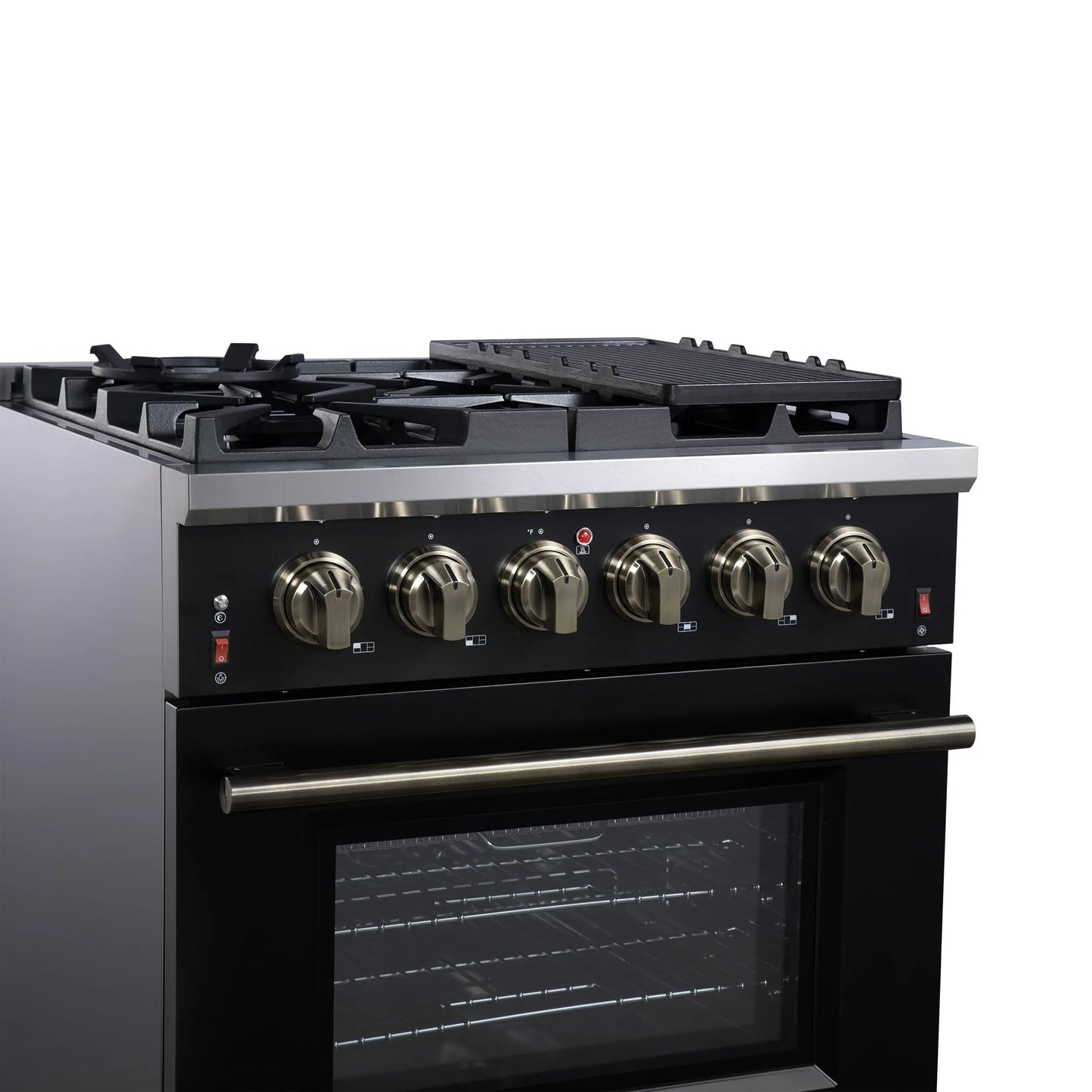 Forno Massimo 30-Inch Black Freestanding Gas Range, 5 Burners, True Convection Oven FORNO