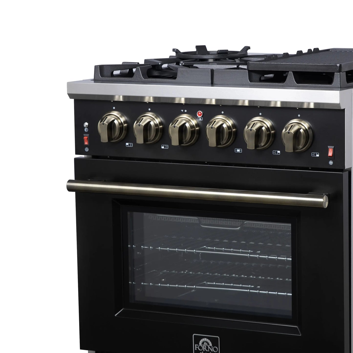 Forno Massimo 30-Inch Black Freestanding Gas Range, 5 Burners, True Convection Oven FORNO