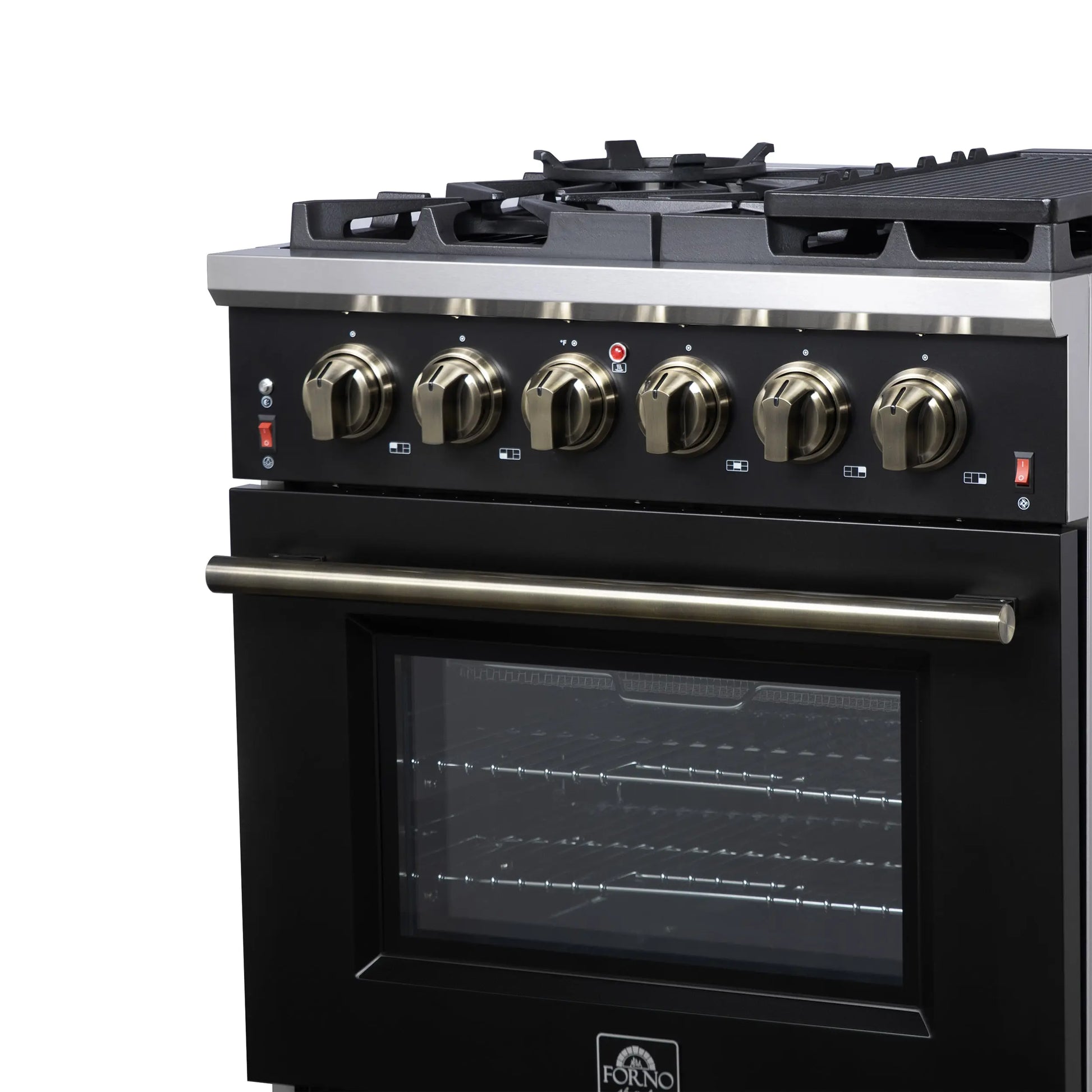 Forno Massimo 30-Inch Black Freestanding Gas Range, 5 Burners, True Convection Oven FORNO