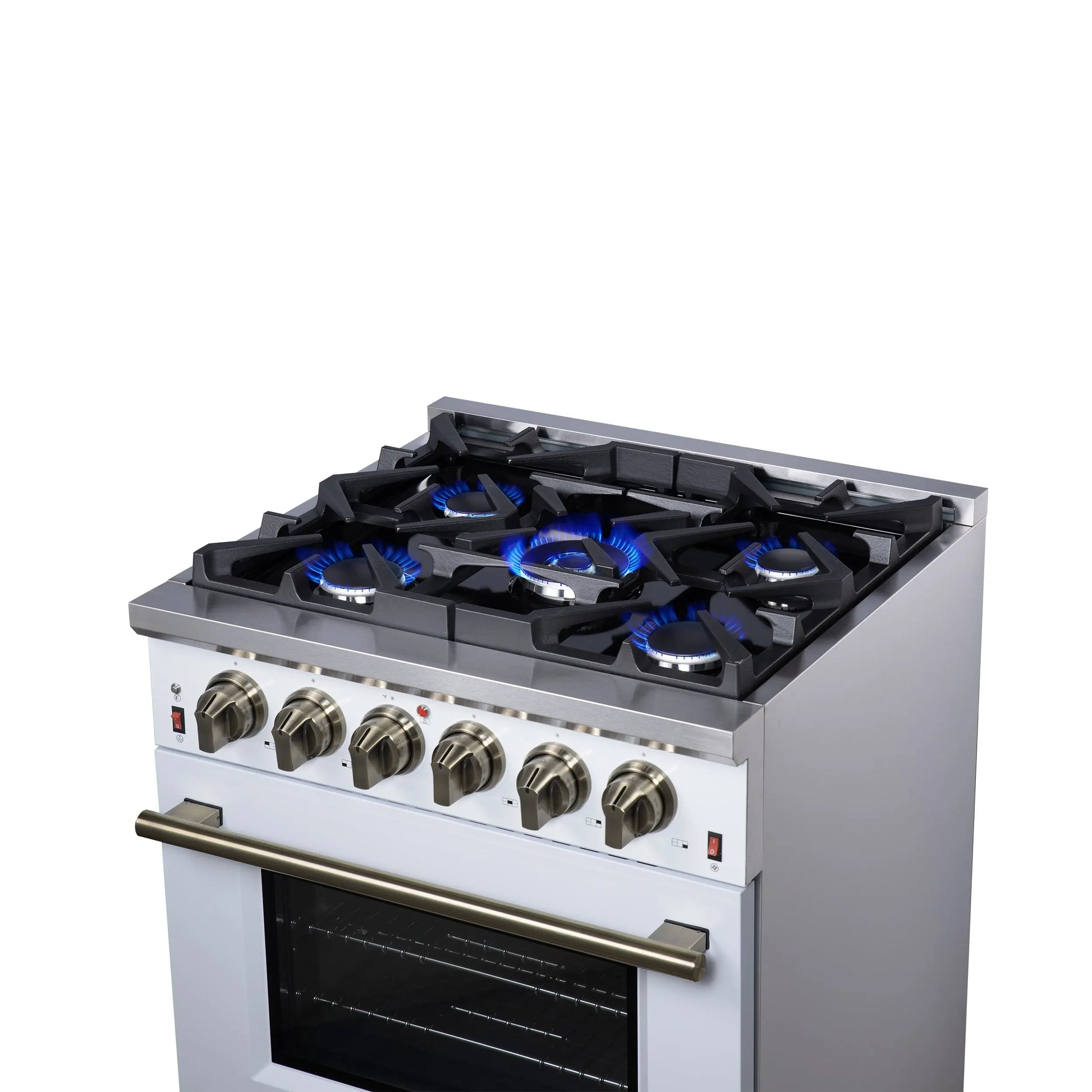 Forno Massimo 30-Inch White Freestanding Gas Range, 5 Burners, True Convection Oven FORNO