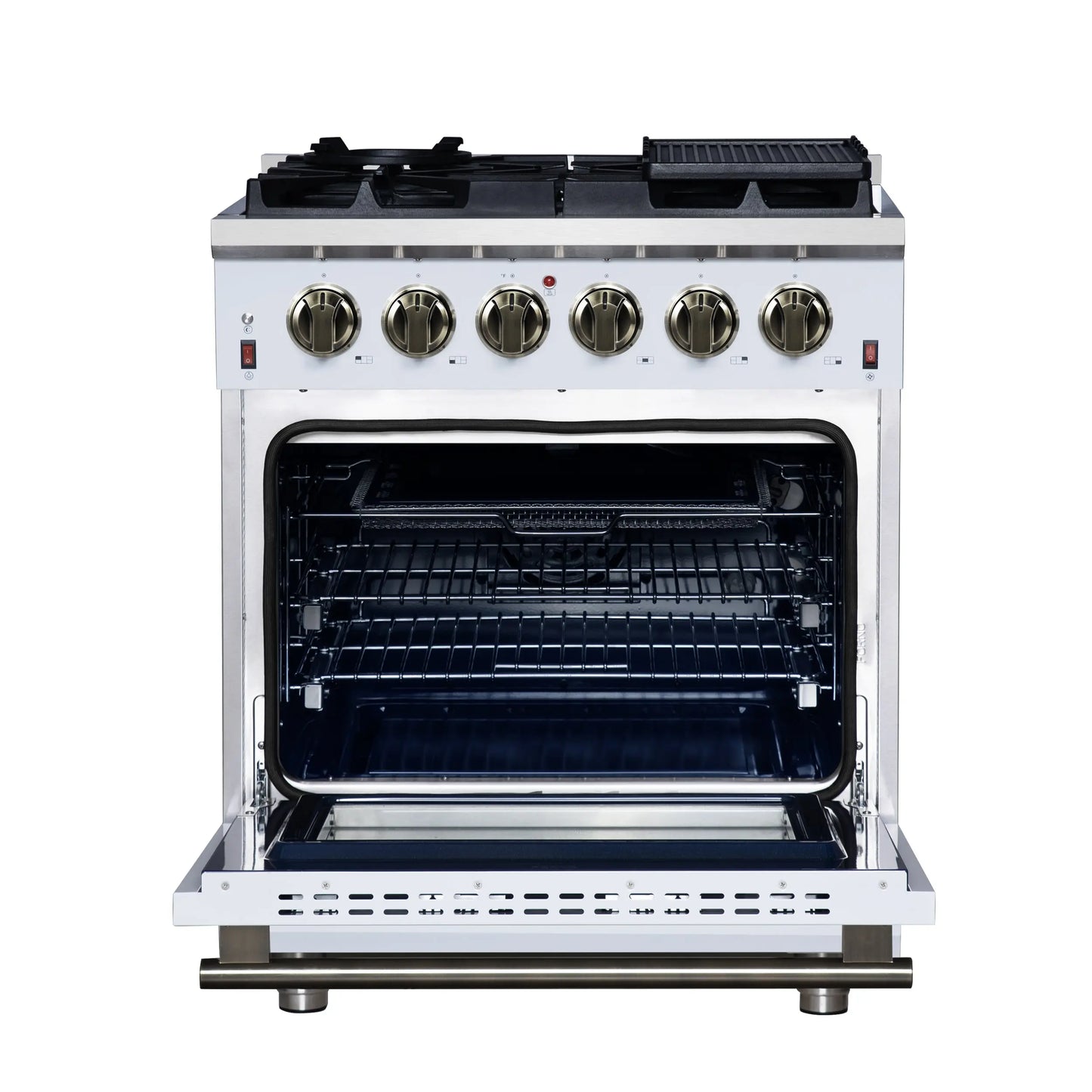 Forno Massimo 30-Inch White Freestanding Gas Range, 5 Burners, True Convection Oven FORNO