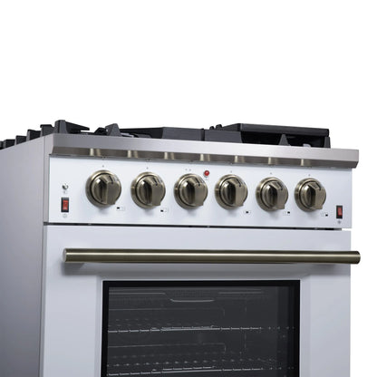 Forno Massimo 30-Inch White Freestanding Gas Range, 5 Burners, True Convection Oven FORNO