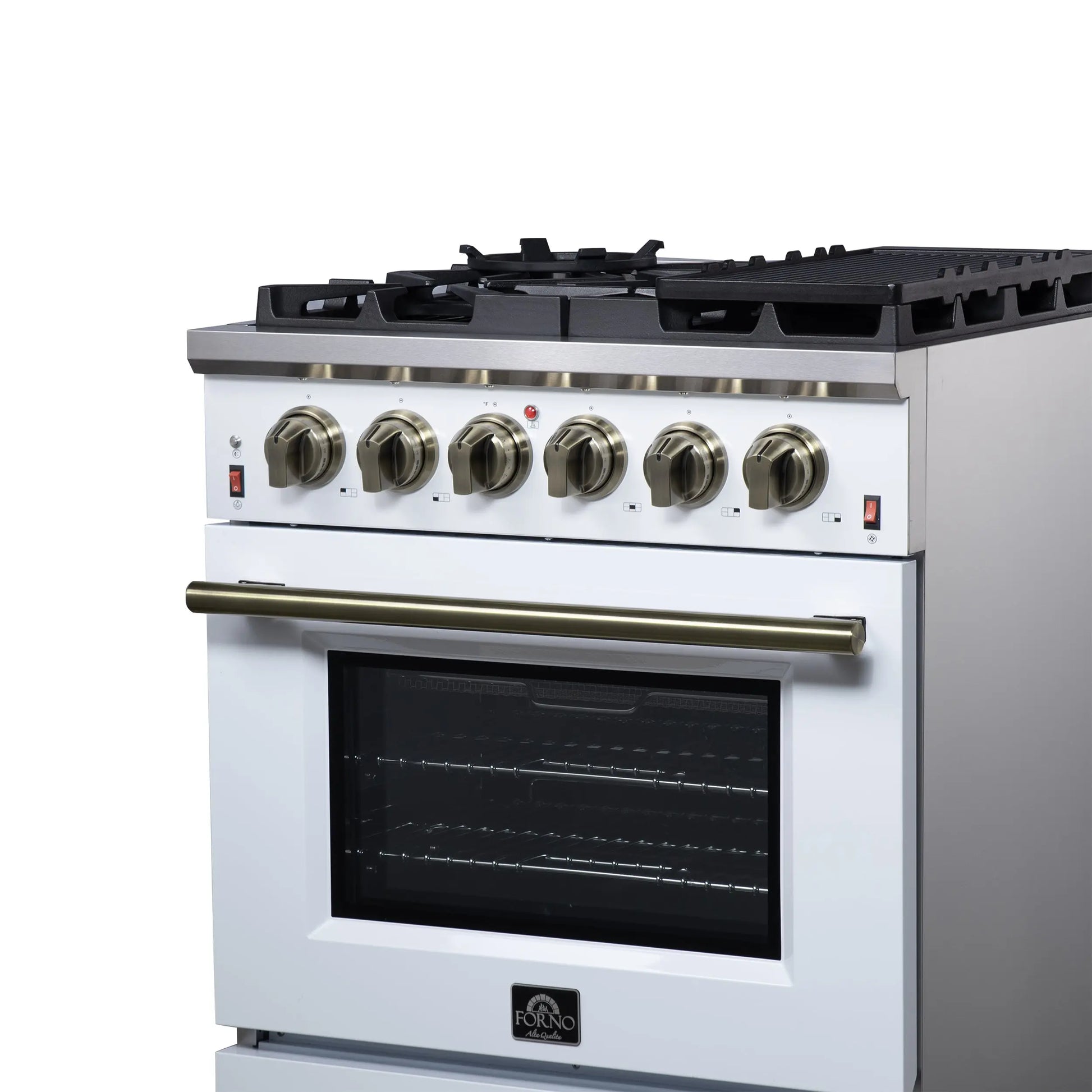 Forno Massimo 30-Inch White Freestanding Gas Range, 5 Burners, True Convection Oven FORNO