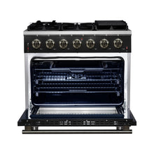 Forno Massimo 36-Inch Black Freestanding Gas Range, 6 Sealed Burners, Convection Oven, Energy Efficient FORNO