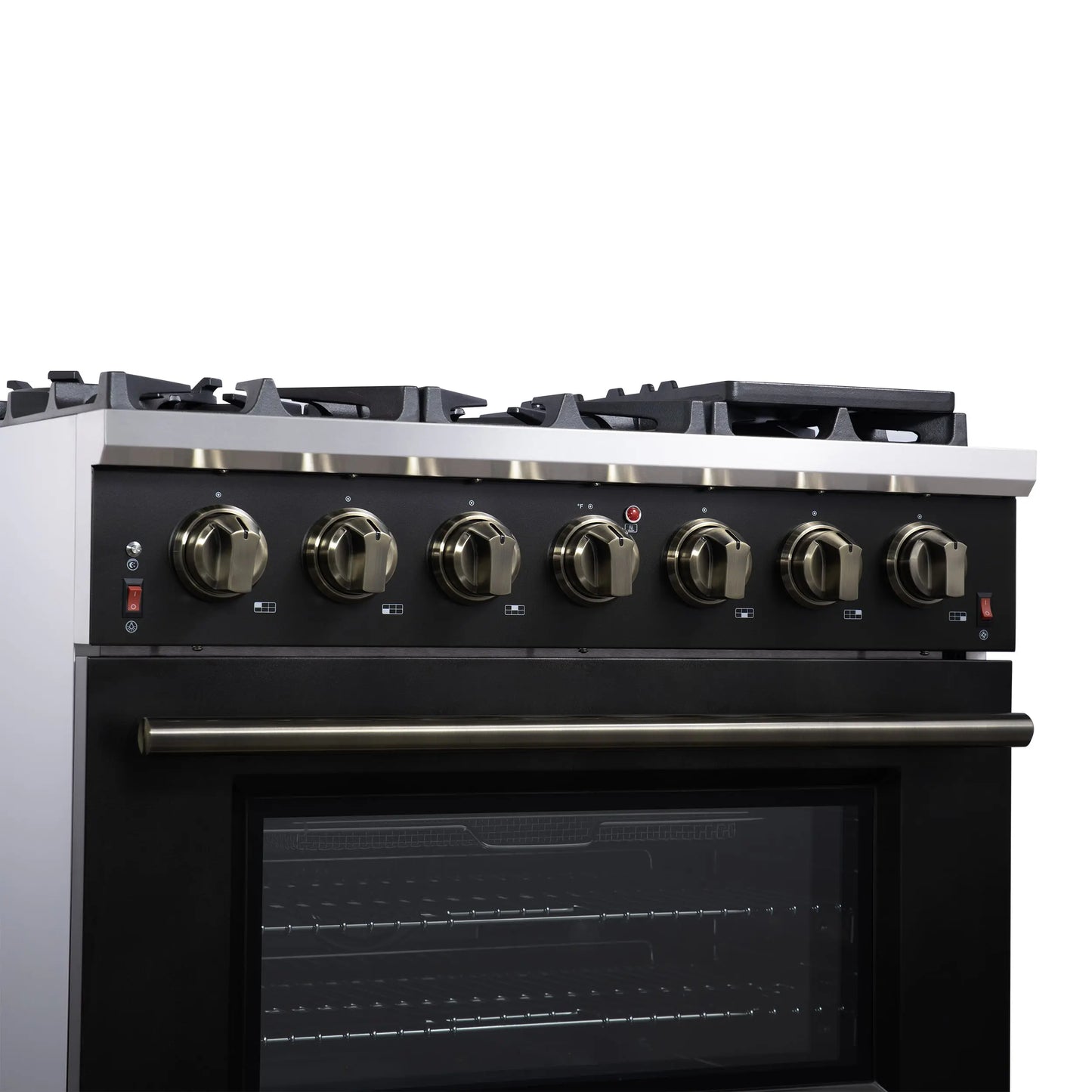 Forno Massimo 36-Inch Black Freestanding Gas Range, 6 Sealed Burners, Convection Oven, Energy Efficient FORNO